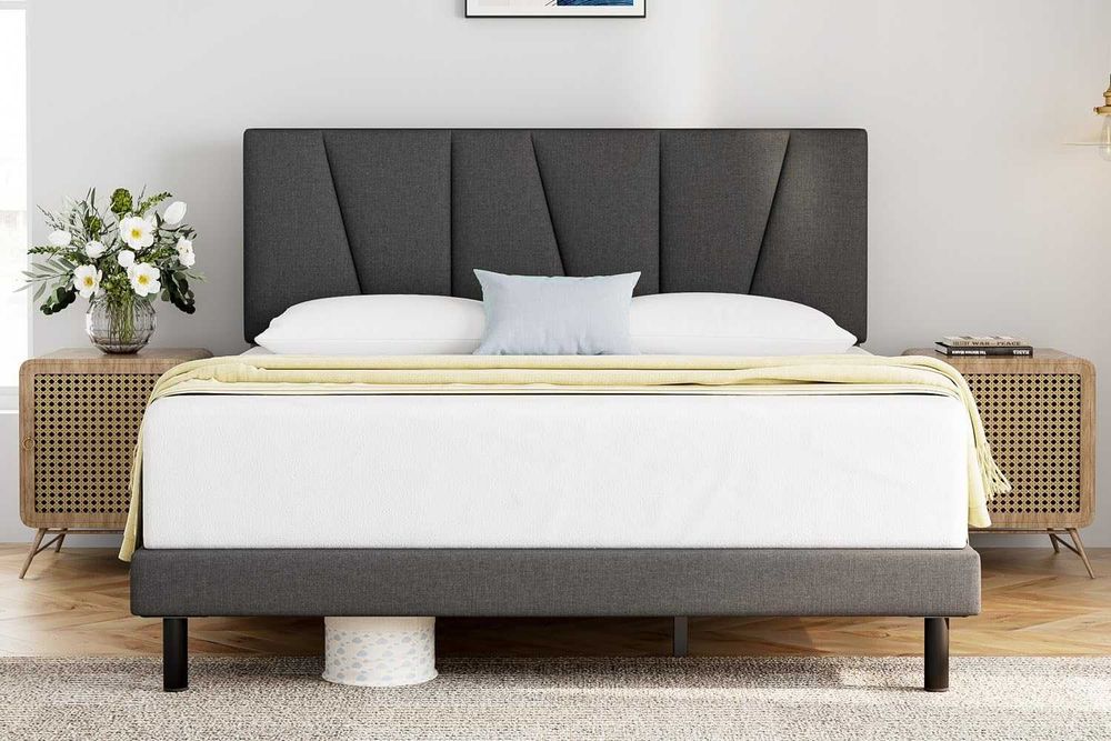 Nowe łóżko tapicerowane / rama / zagłówek / 90x200cm / szare !A2680!