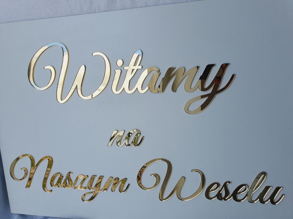 Tablica powitalna biel i złoto/srebro 50x70