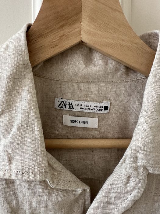 Camisa Zara 100% Linho Homem Bege / Areia - Tam. S