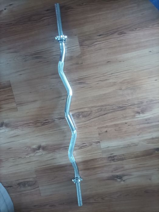 Gryf łamany, sztanga 120cm z zaciskami