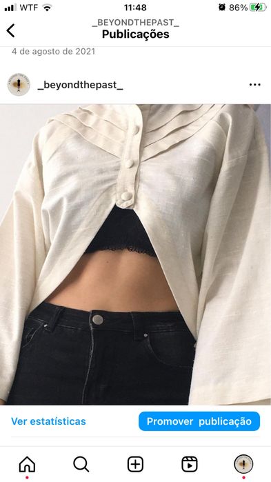 Camisa de linho curta à frente