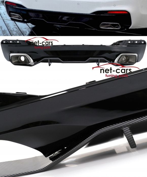 Dyfuzor + końcówki czarne BMW G30 Mpakiet wzór M Performance Carbon