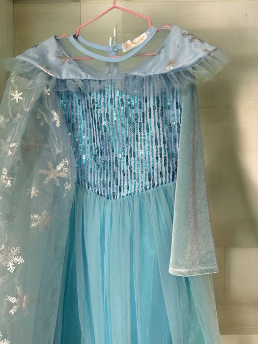 Сукня Ельзи Ельза плаття дитяче костюм Эльза Frozen голубе довге 3-9р.