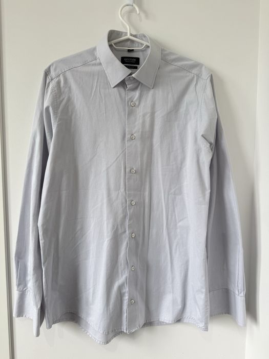 Recman elegancka koszula jasnoszara slim fit