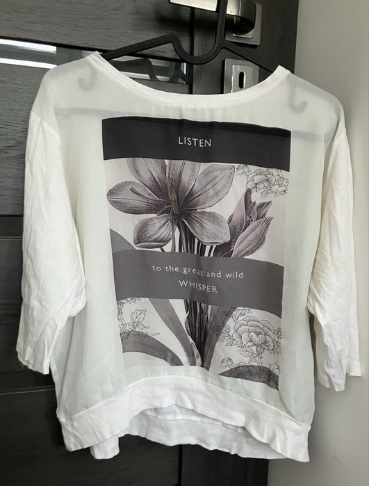 Modna, stylowa, kremowa bluzka na rękaw 3/4, Pull&Bear , S/36, nowa