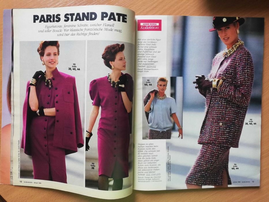 Burda vintage styczeń 1989 moda szycie wykroje wiosna ok. 100 wykrojów