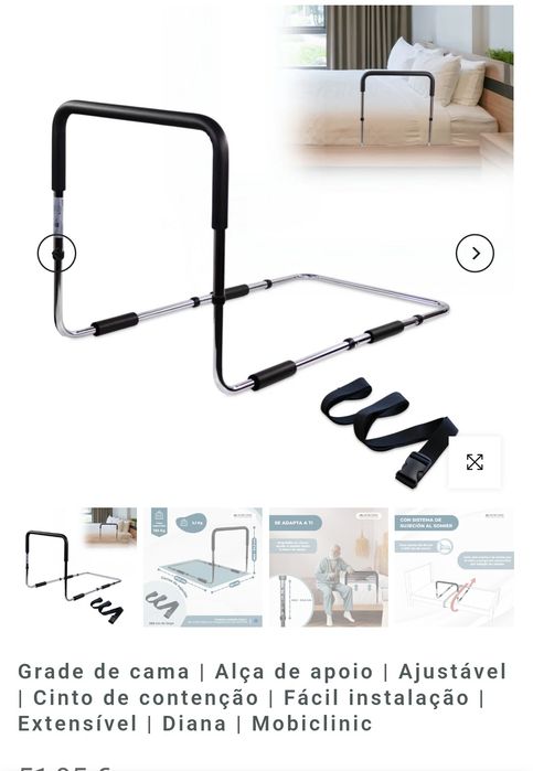 Grade de cama , Ajustável, Cinto de contenção, Fácil