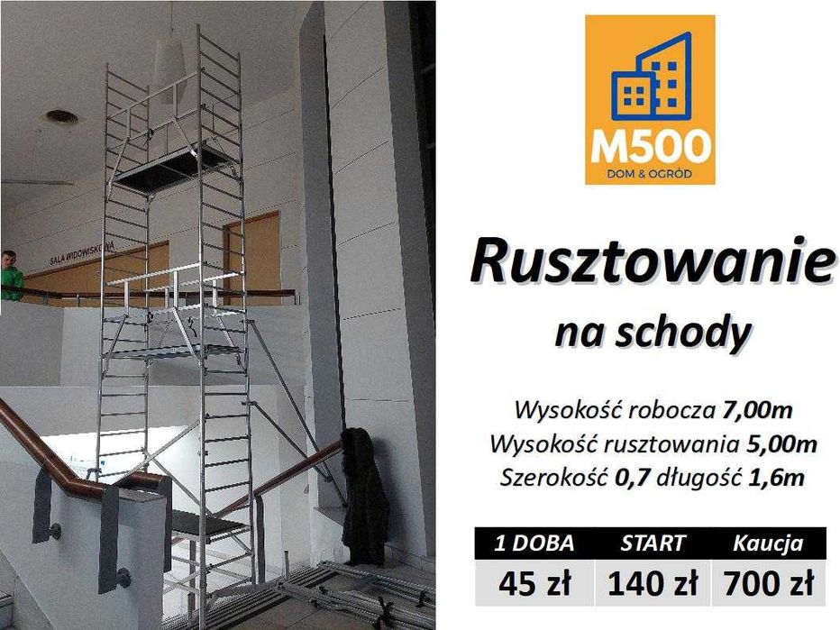 Wypożyczę rusztowanie NA SCHODY 7m aluminiowe lekkie mobilne