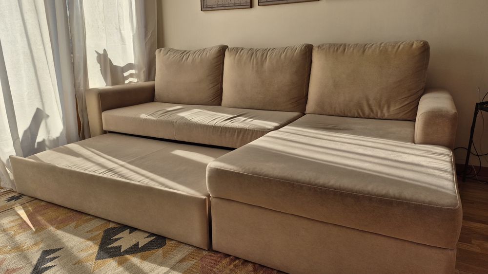 Sofá-cama com tecido anti-gato