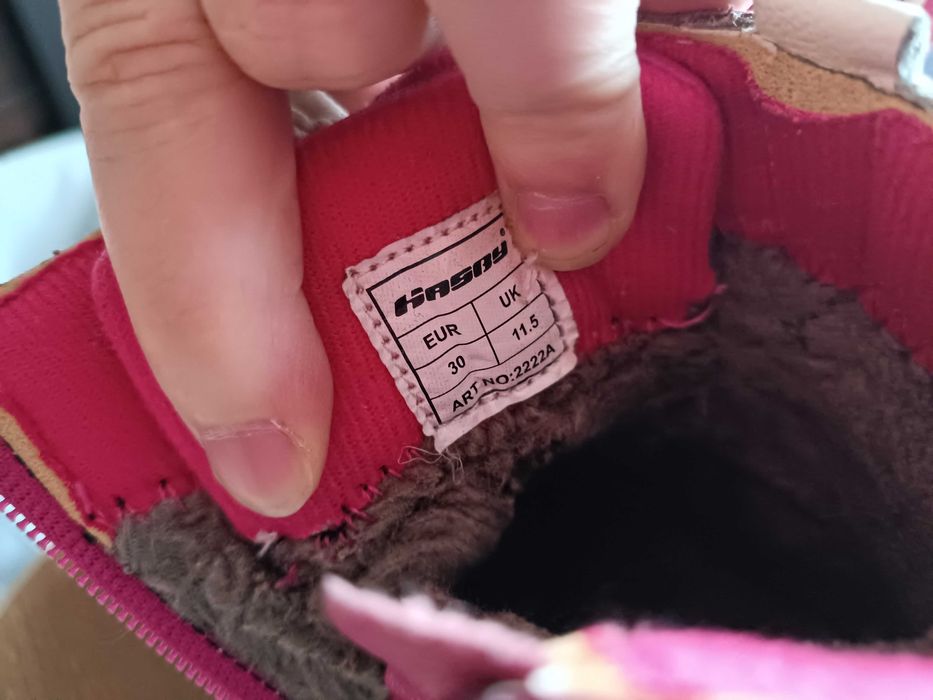 Dziecięce dziewczęce zimowe skórzane botki Buty Hasby 2222A