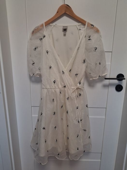 H&M sukienka damska elegancka kremowa  XL