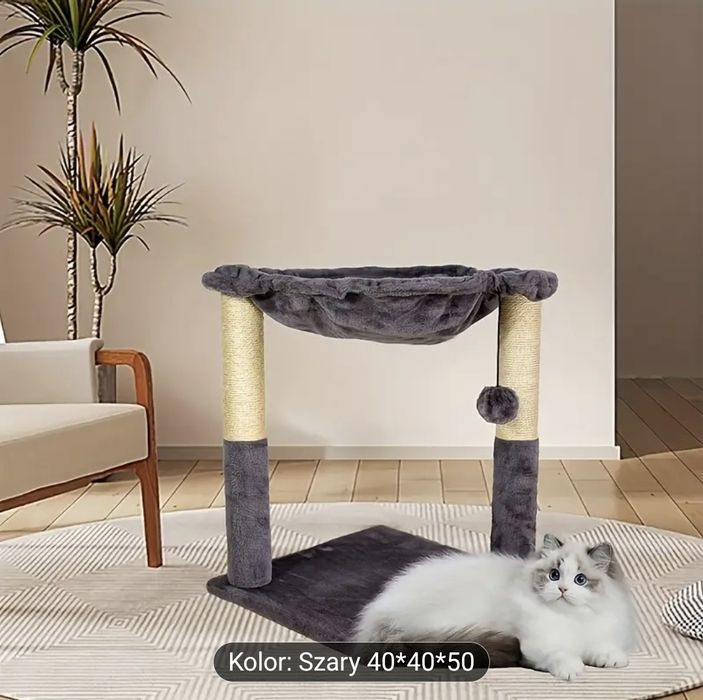 Drapak dla kota, hamak szary