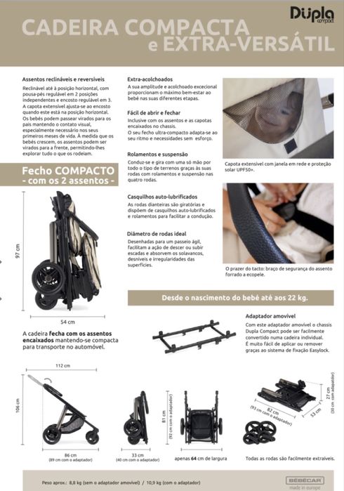 Carrinho Bebecar Dupla Compact (Gémeos) - com garantia