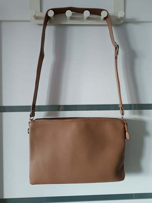 Torebka jasny brąz beż camel srebrne okucia Reserved