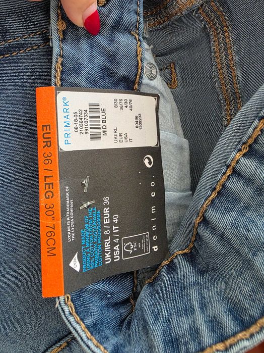 NOVAS com etiqueta | Calças de ganga azuis skinny, tamanho 36