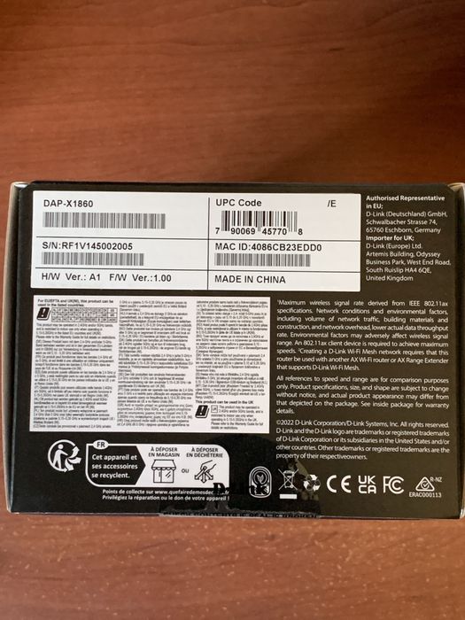 D-Link Wireless Extender AX 1800 Mbps Gigabit Mesh Wi-Fi 664283904980611124