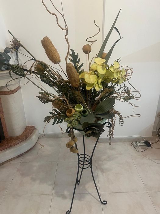 Vaso Decoração verde folhas secas