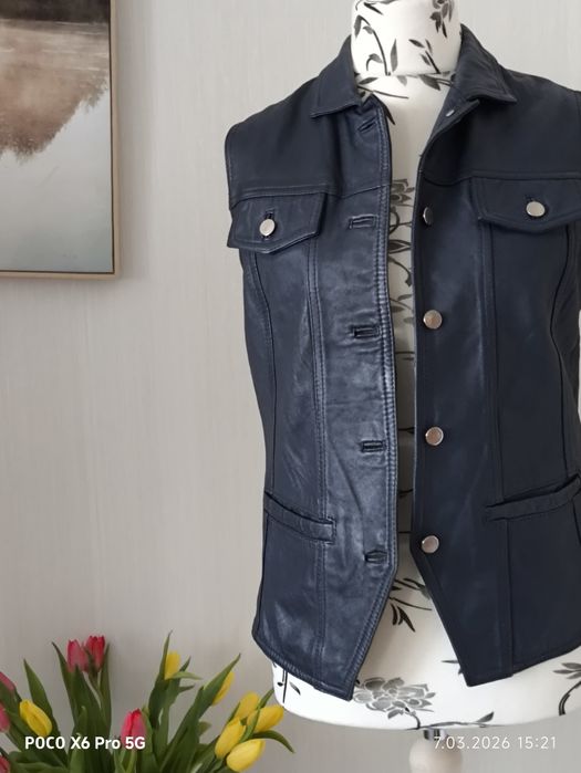 Bezrękawnik skórzany