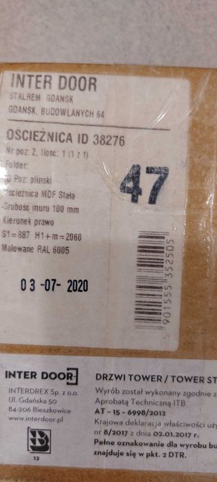 Inter Door ościeżnica  zewnętrzna zielona RAL 6005 prawa