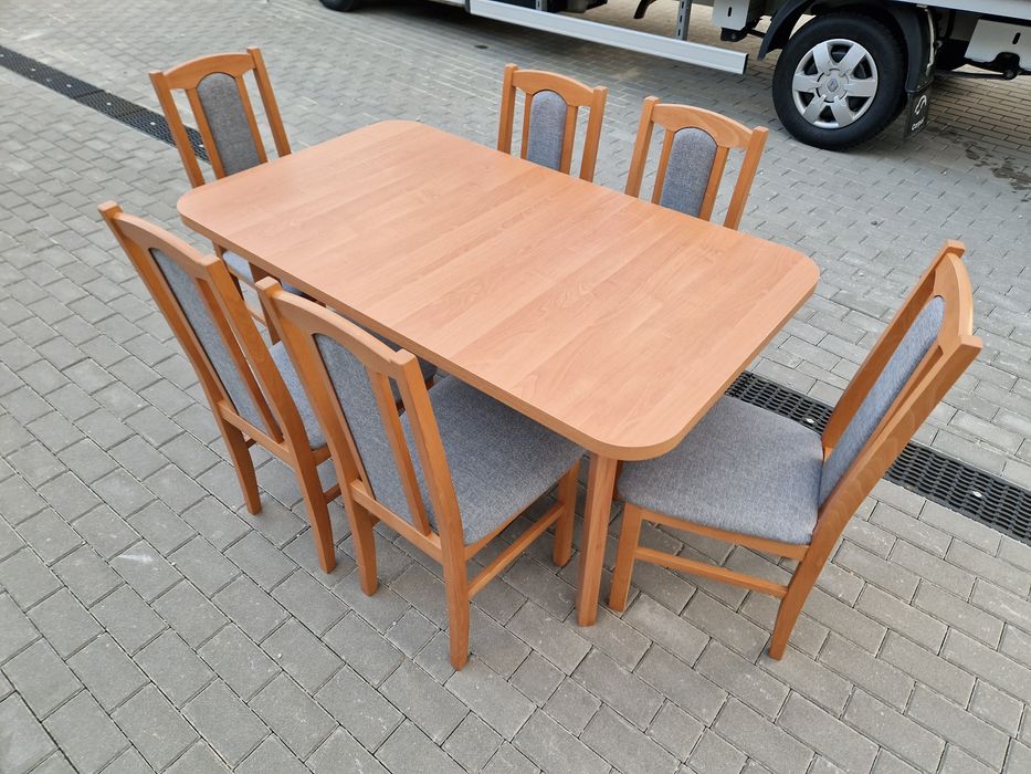 Stół rozkładany + 6 krzeseł, NOWE, OLCHA + SZARY, dostawa cała POLSKA