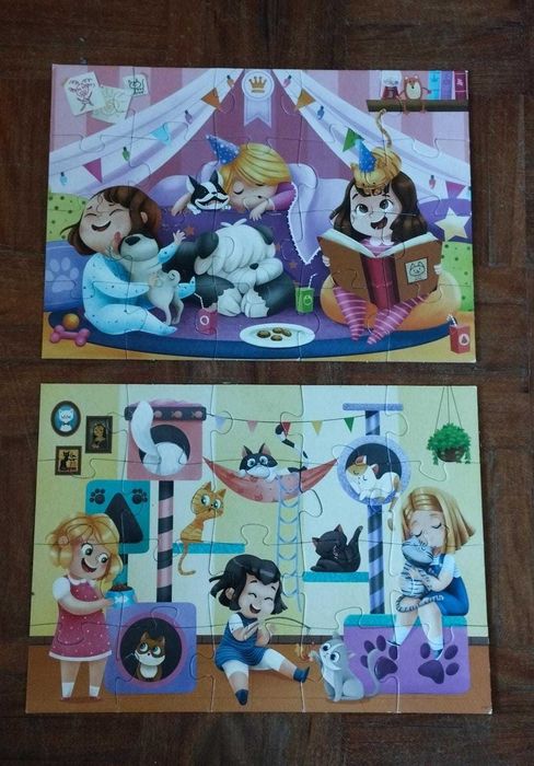 Conjunto de 6 puzzles em madeira para criança