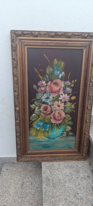 Quadro antigo pintado a óleo.