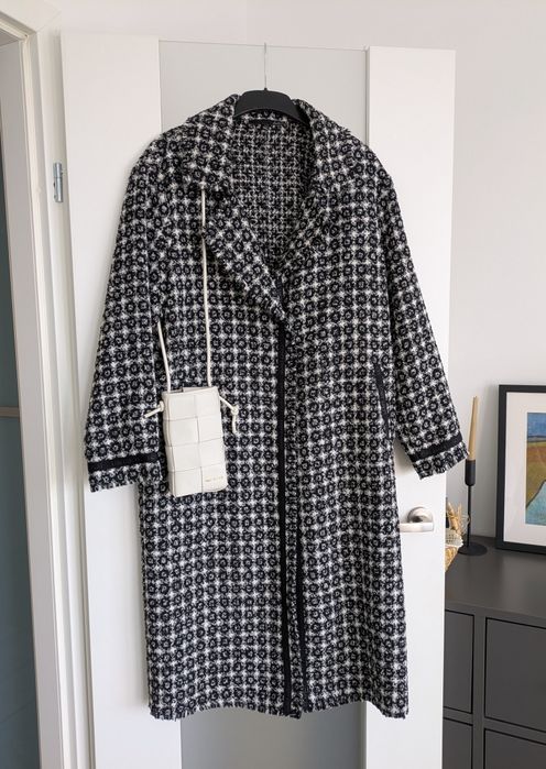 płaszcz samochodowy / długi kardigan Lecomte boucle – nowy 42/XL