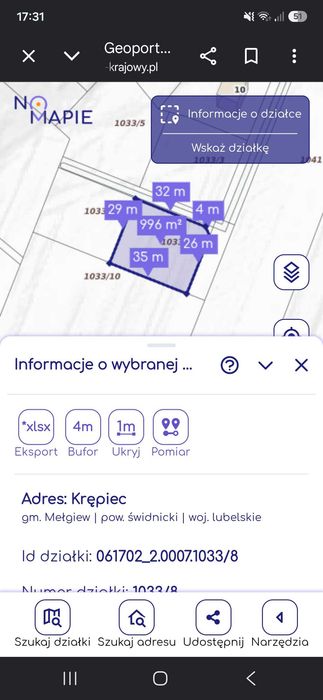 Działka budowlana Krępiec 10 ar