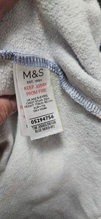 Комбинезон пижама m&s хлопок с начесом с капюшоном 104-110 116
