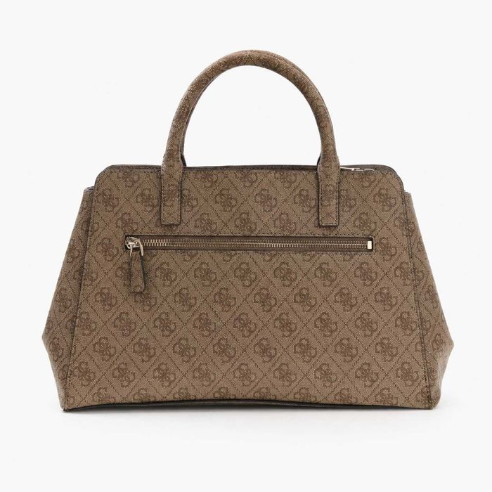 Guess Leona Logo Torebka Damska Shopper Beżowa Na Ramię