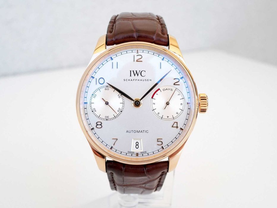 IWC Portuguese 7 Days Power Reserve 18K Rose Gold Silver Dial 42mm
