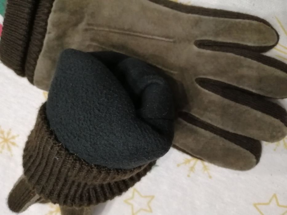 Luvas em pele genuine cor castanho tamanho XL