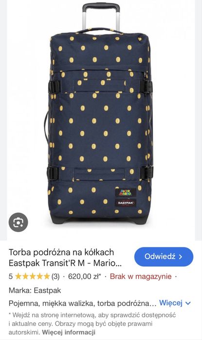 Eastpak lekkka walizka torba na kółkach 3,2kg 78l Super Mario
