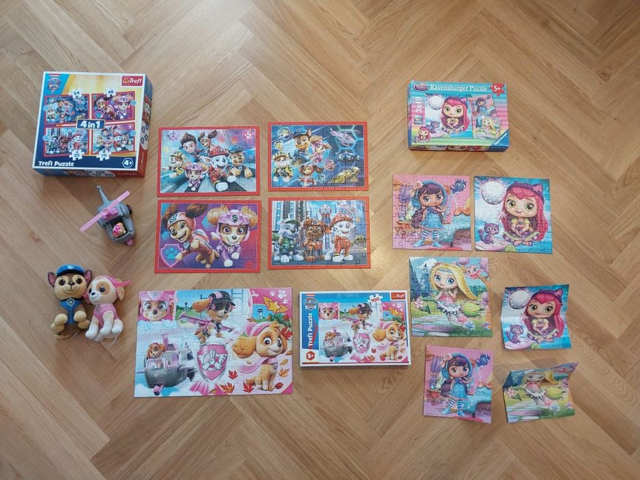 Puzzle Psi Patrol  pluszaki Skye Chase helikopter Skye +puzzle gratis