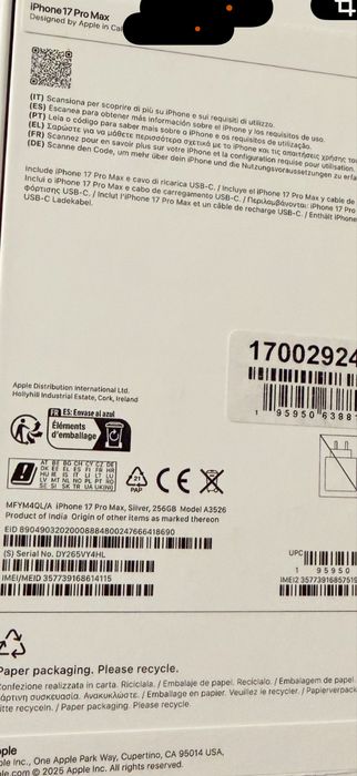 Iphone 17 Pro Max 256GB (Prata)  novo