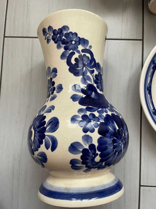 Zestaw porcelana fajans Włocławek niebieski