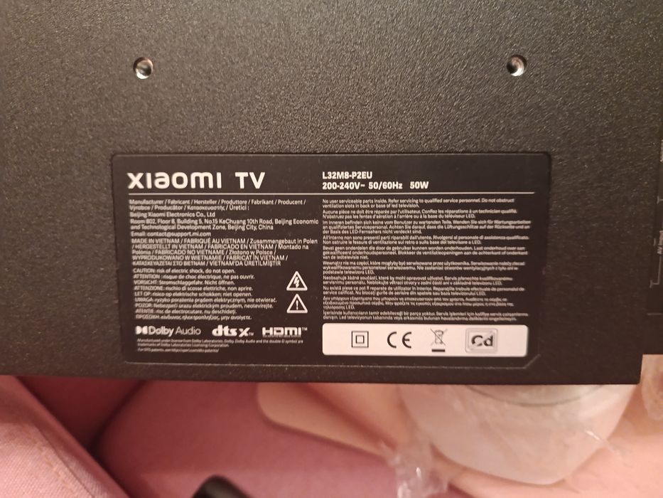 Smart TV Xiaomi 32" Modelo L32M8-P2EU – Para Peças / Componentes