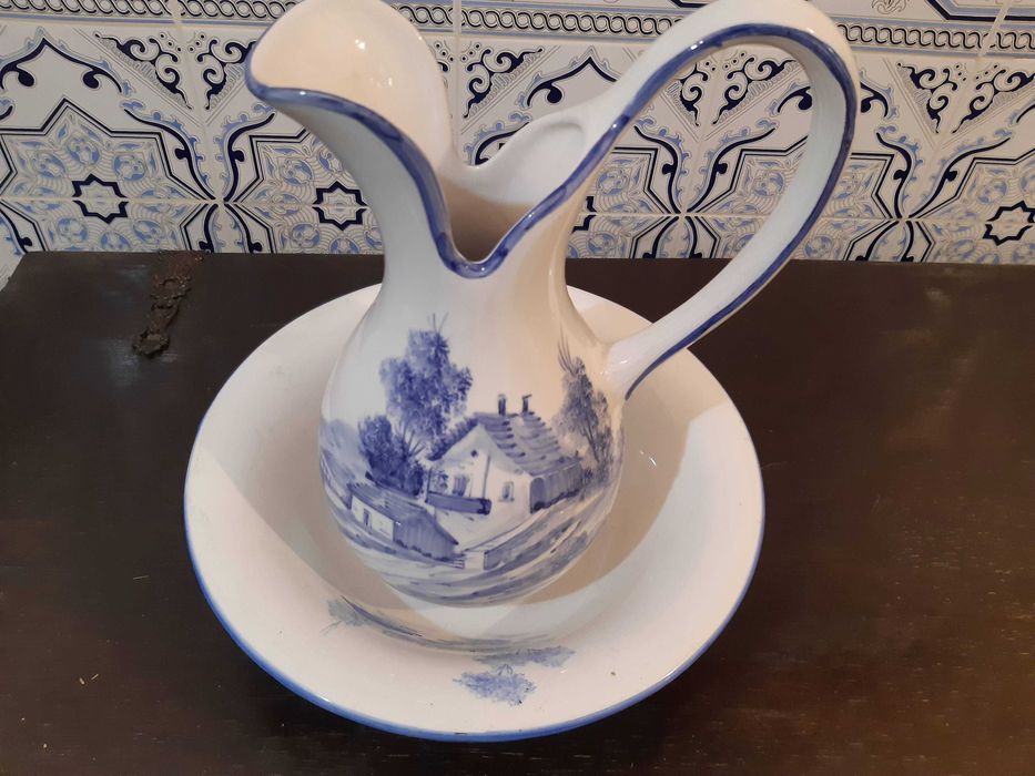 Jarro com bacia porcelana vintage, como novo