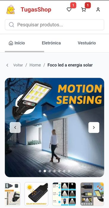 Foco led solar  com sensor de luz