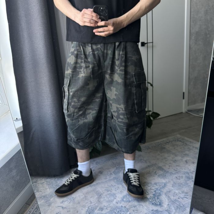 Camo cargo distressed oversize baggy y2k shorts sk8 racer jaded london balenci довгі широкі оверсайз шорти карго камо камуфляж military real tree реп
