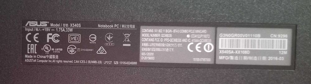 Ноутбук ASUS  x540s