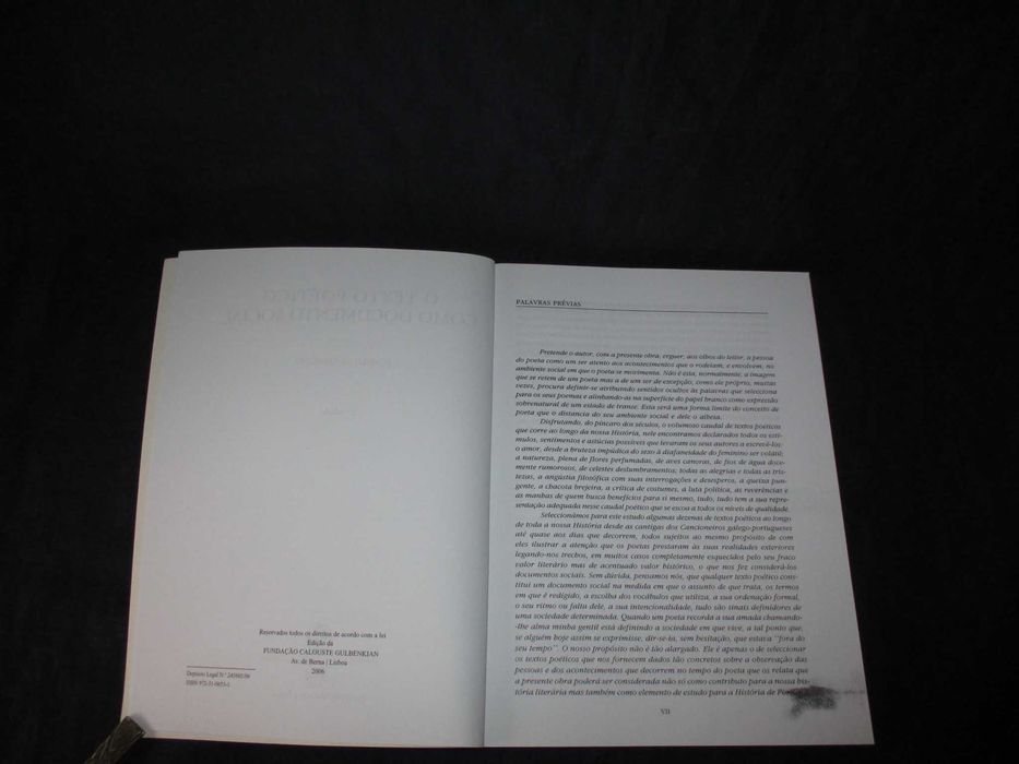 Livro O Texto poético como documento social Rómulo de Carvalho
