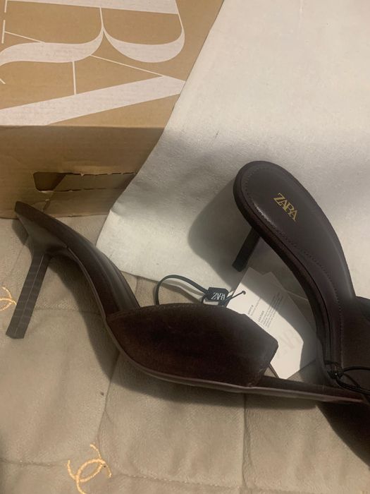 Мюлі, замш, натуральний, zara