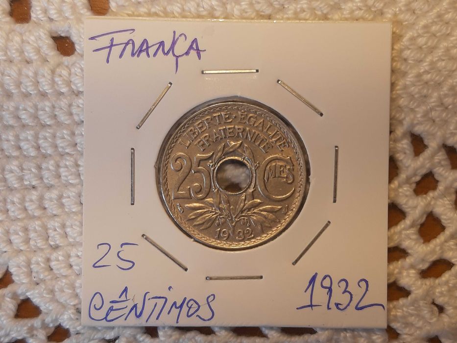 França - moeda de 25 cêntimos de 1932