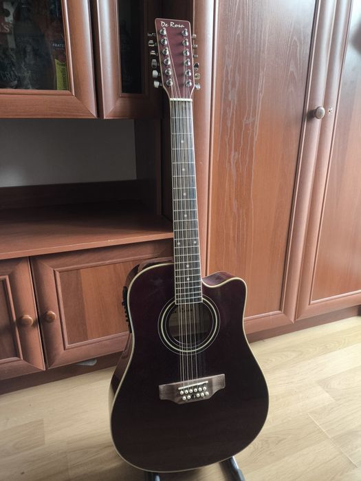 12 струнная гитара электроакустическая De Rosa