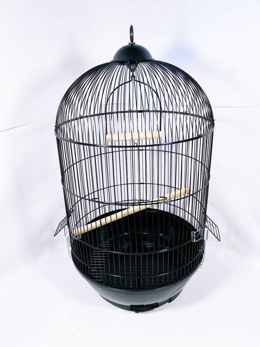 Стильная черная круглая клетка для попугая. AV330. 40х70см. Круглая.