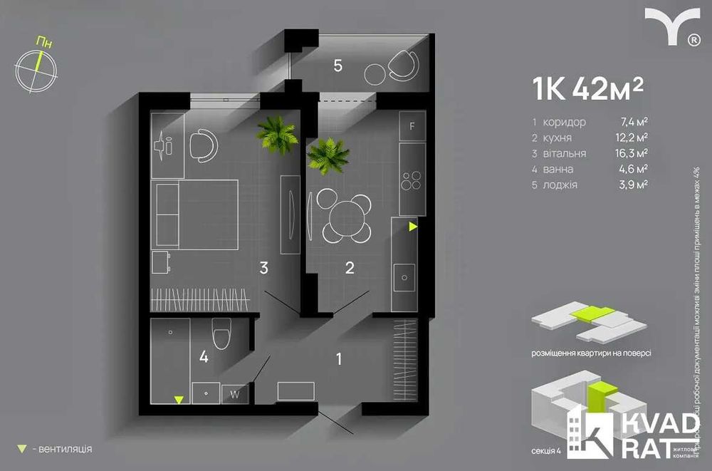 ПРОДАЖ однокімнатнох квартири в сучасному ЖК Comfort House