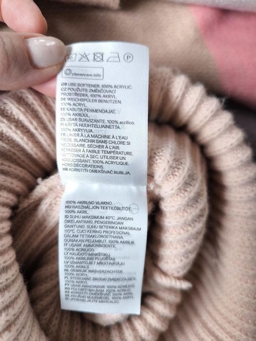 Zestaw czapka i szalik H&M beż róż