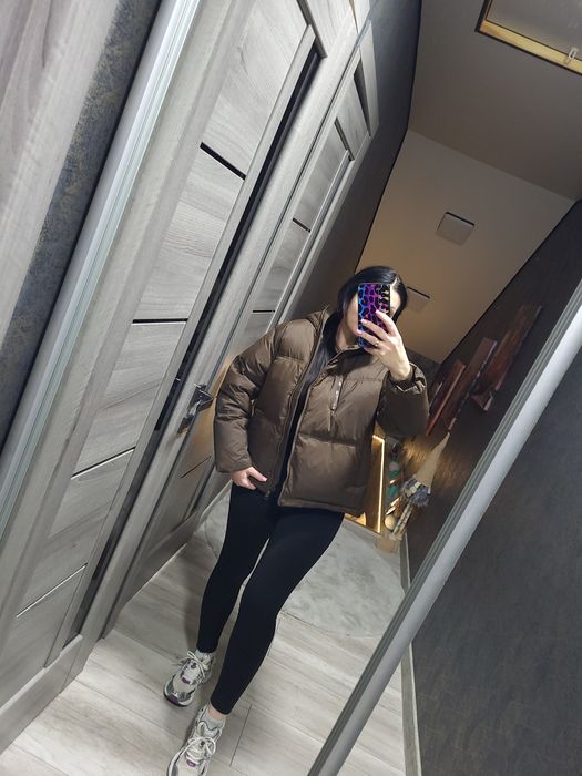 трендова, об'ємна,шоколадна куртка оверсайз для дівчинки