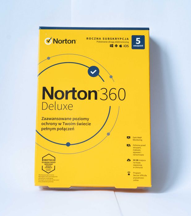 Program antywisurowy Norton 360 Deluxe 5 urządzeń 1 rok pudełko